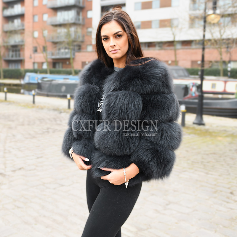 CX-G-A-11D Womens Clothing Genuine Real Fox Fur Jacket Fur Jaket