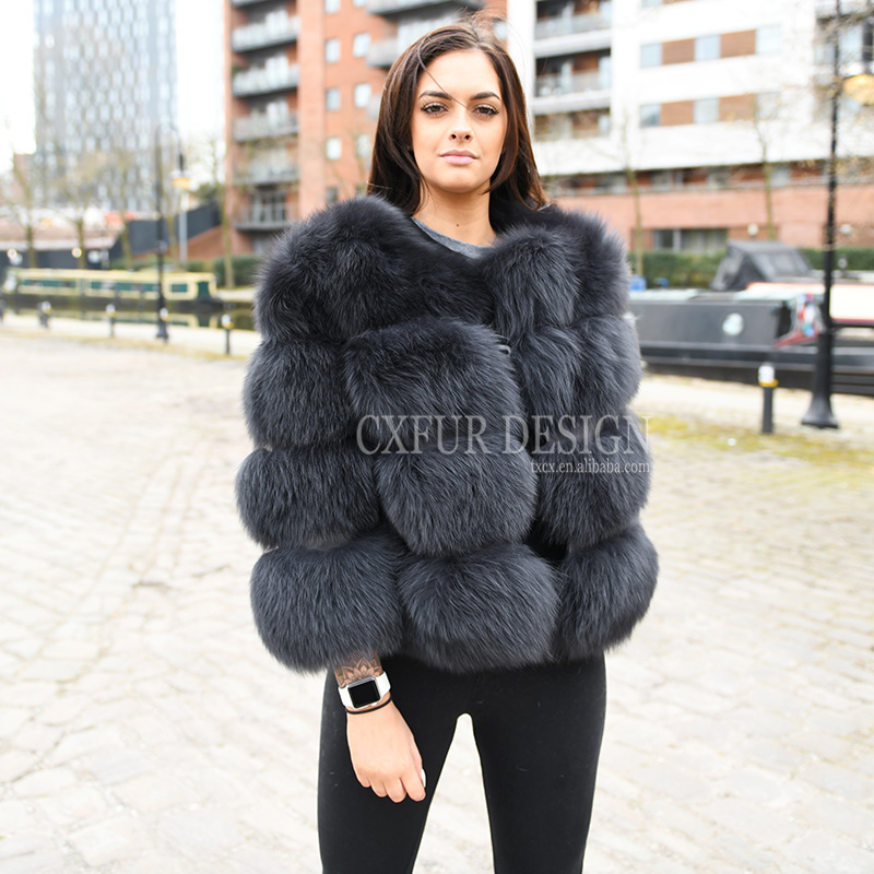 CX-G-A-11D Womens Clothing Genuine Real Fox Fur Jacket Fur Jaket