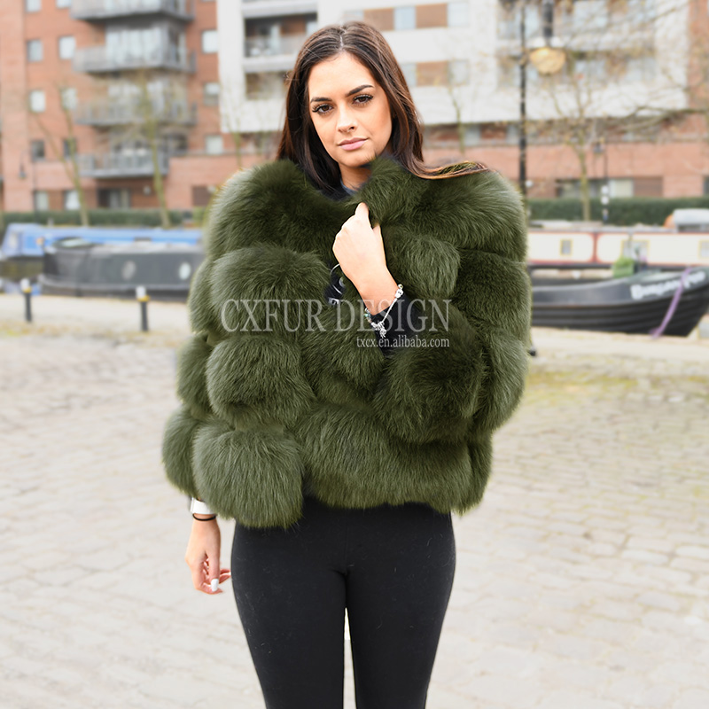 CX-G-A-11D Womens Clothing Genuine Real Fox Fur Jacket Fur Jaket