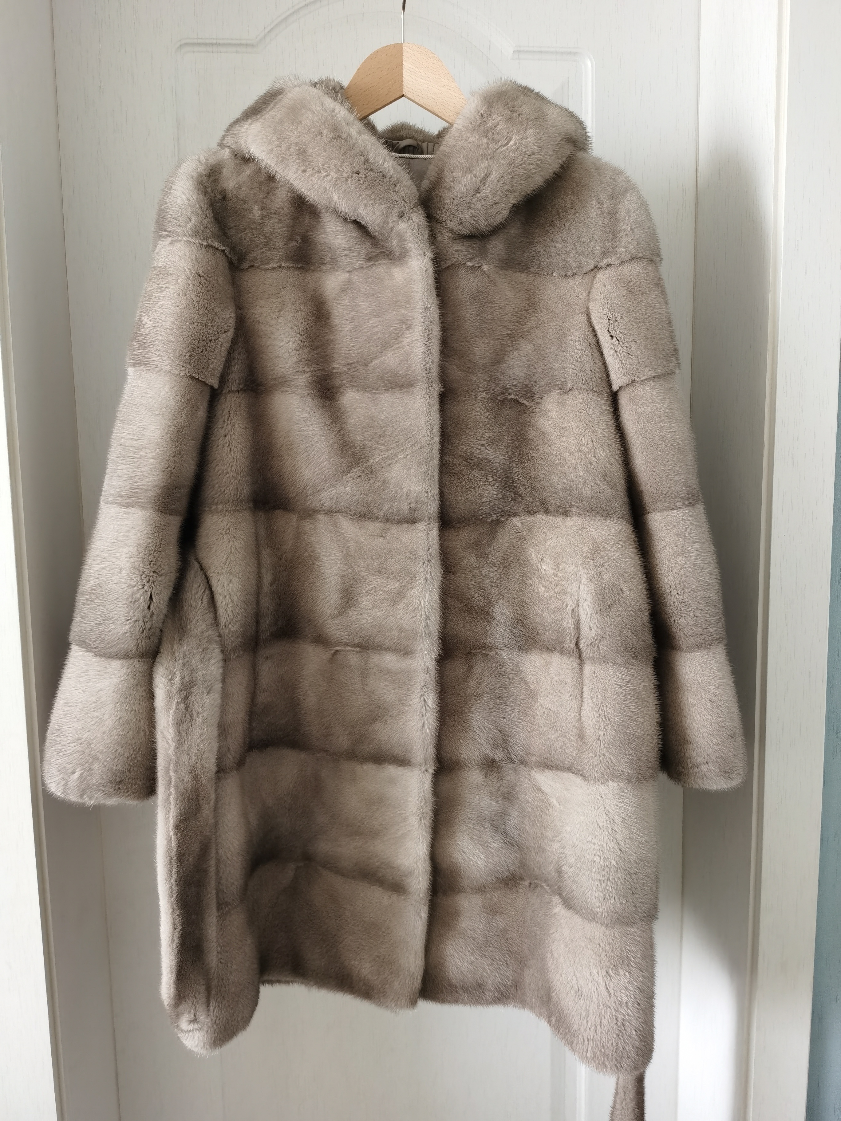 Autumn Winter Casual Long Hooded Whole Mink Fur Coat Women New Soft Warm Velvet Natural Mink Fur Jac