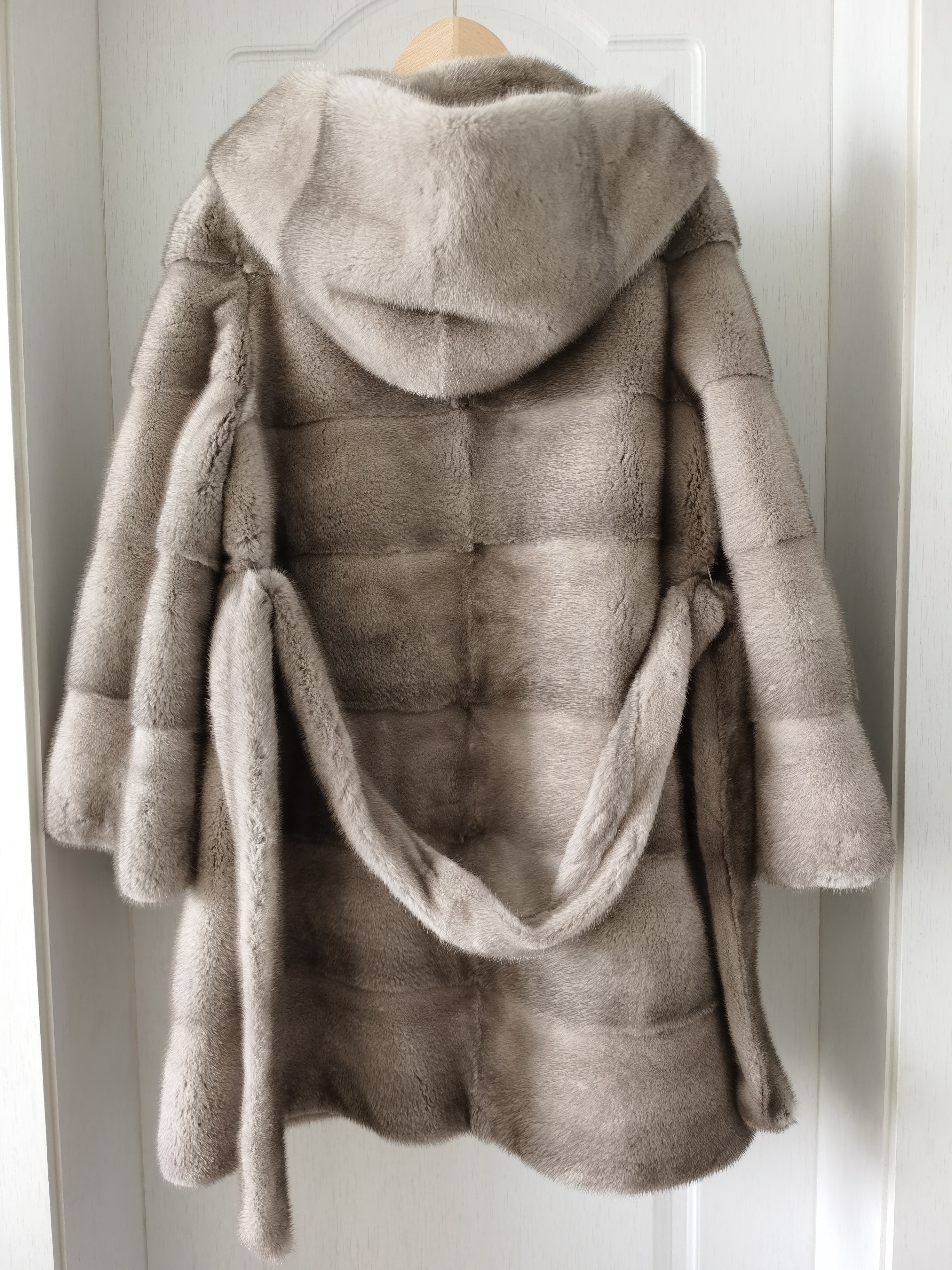 Autumn Winter Casual Long Hooded Whole Mink Fur Coat Women New Soft Warm Velvet Natural Mink Fur Jac