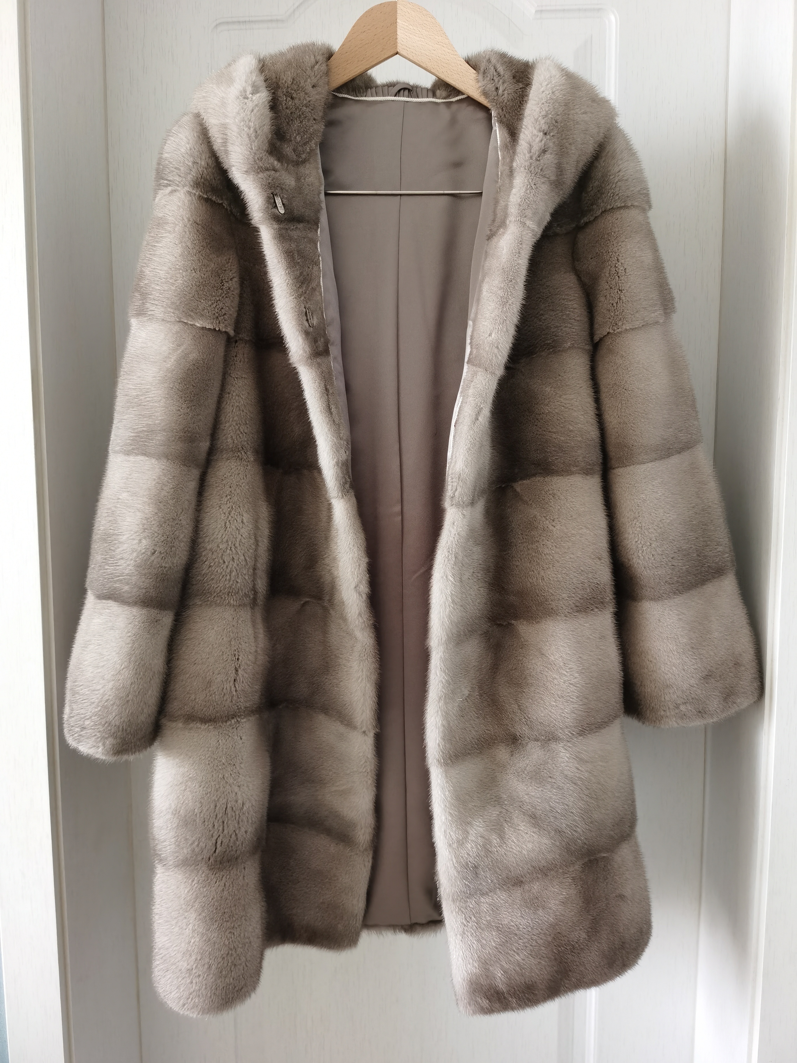 Autumn Winter Casual Long Hooded Whole Mink Fur Coat Women New Soft Warm Velvet Natural Mink Fur Jac