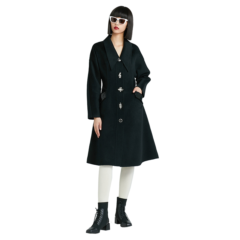 Cashmere coat 2021 autumn and winter new double-faced woolen coat in the long single-breasted high-e