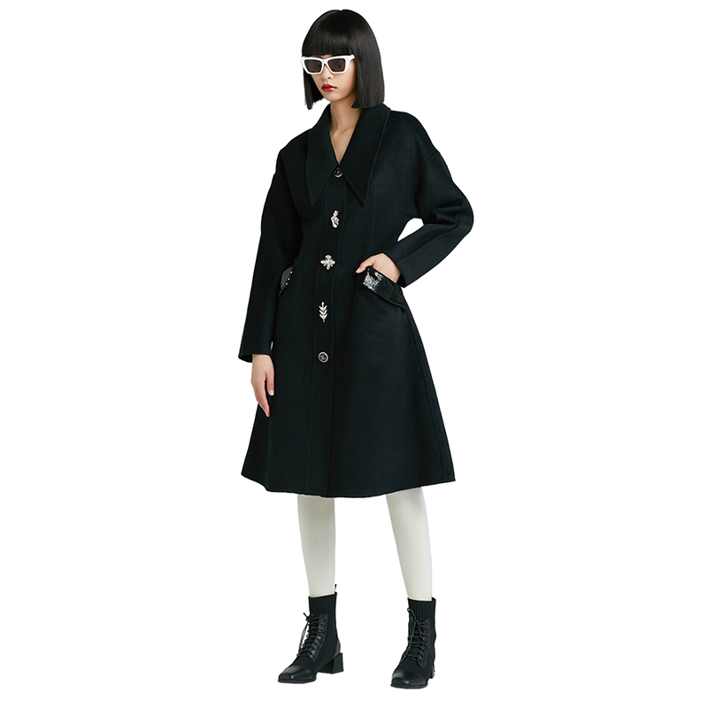 Cashmere coat 2021 autumn and winter new double-faced woolen coat in the long single-breasted high-e