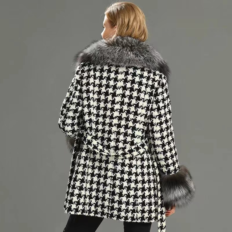 2022 Luxury New Cashmere Real Fox Fur Coat Wool Trench Coat Fashion  Wool Coat