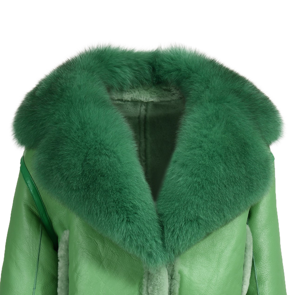 New Style Short Style Genuine Sheepskin Leather Jacket With Real Fox Fur Collar And Cuffs Winter Wom