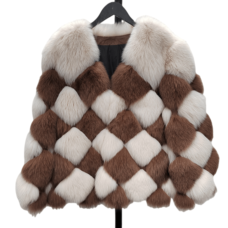 Popular Grid Fox Fur Coat Raccoon Fur Coat 100% Real Fox Fur Jackets For Ladies