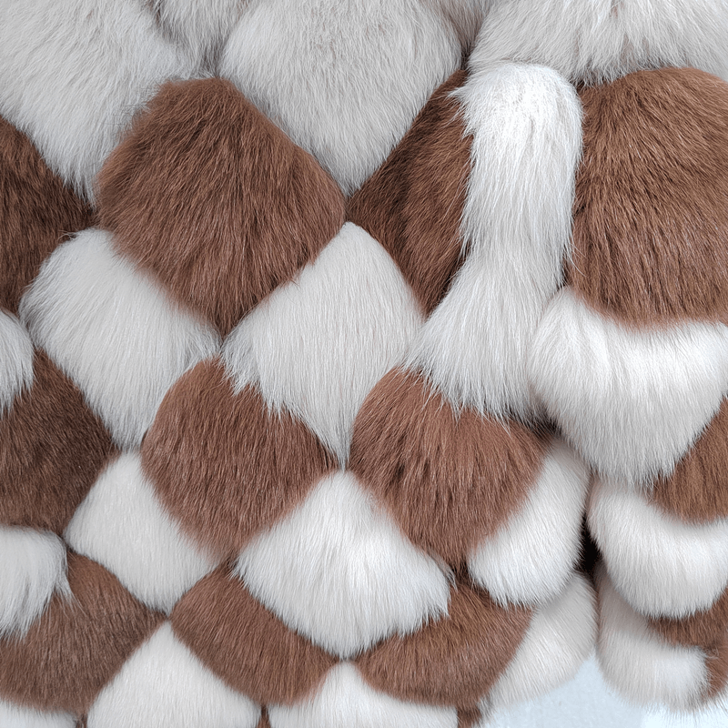 Popular Grid Fox Fur Coat Raccoon Fur Coat 100% Real Fox Fur Jackets For Ladies