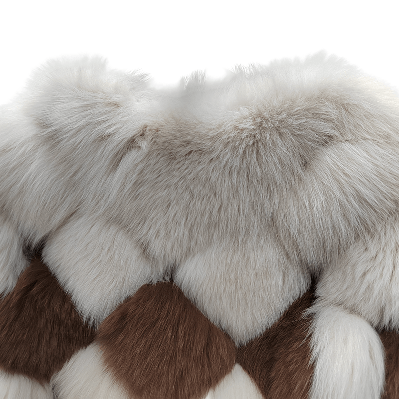 Popular Grid Fox Fur Coat Raccoon Fur Coat 100% Real Fox Fur Jackets For Ladies