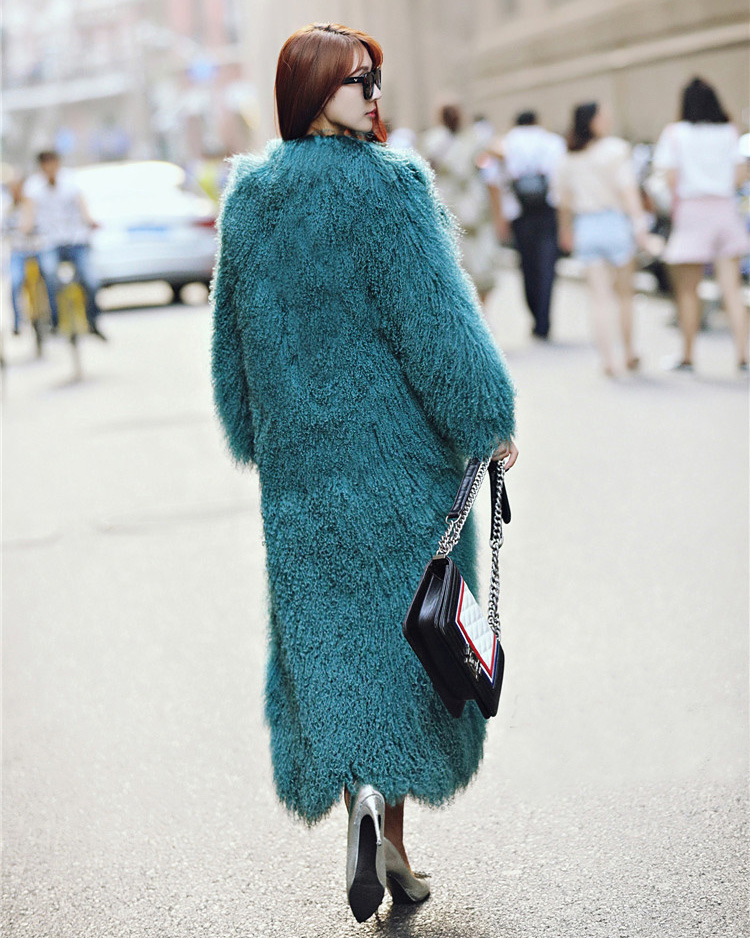 Star fashion design popular women Real Mongolian lamb fur coat
