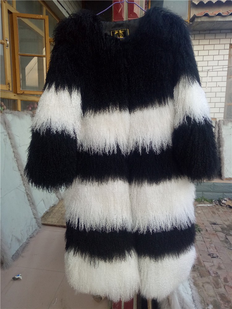 Star fashion design popular women Real Mongolian lamb fur coat
