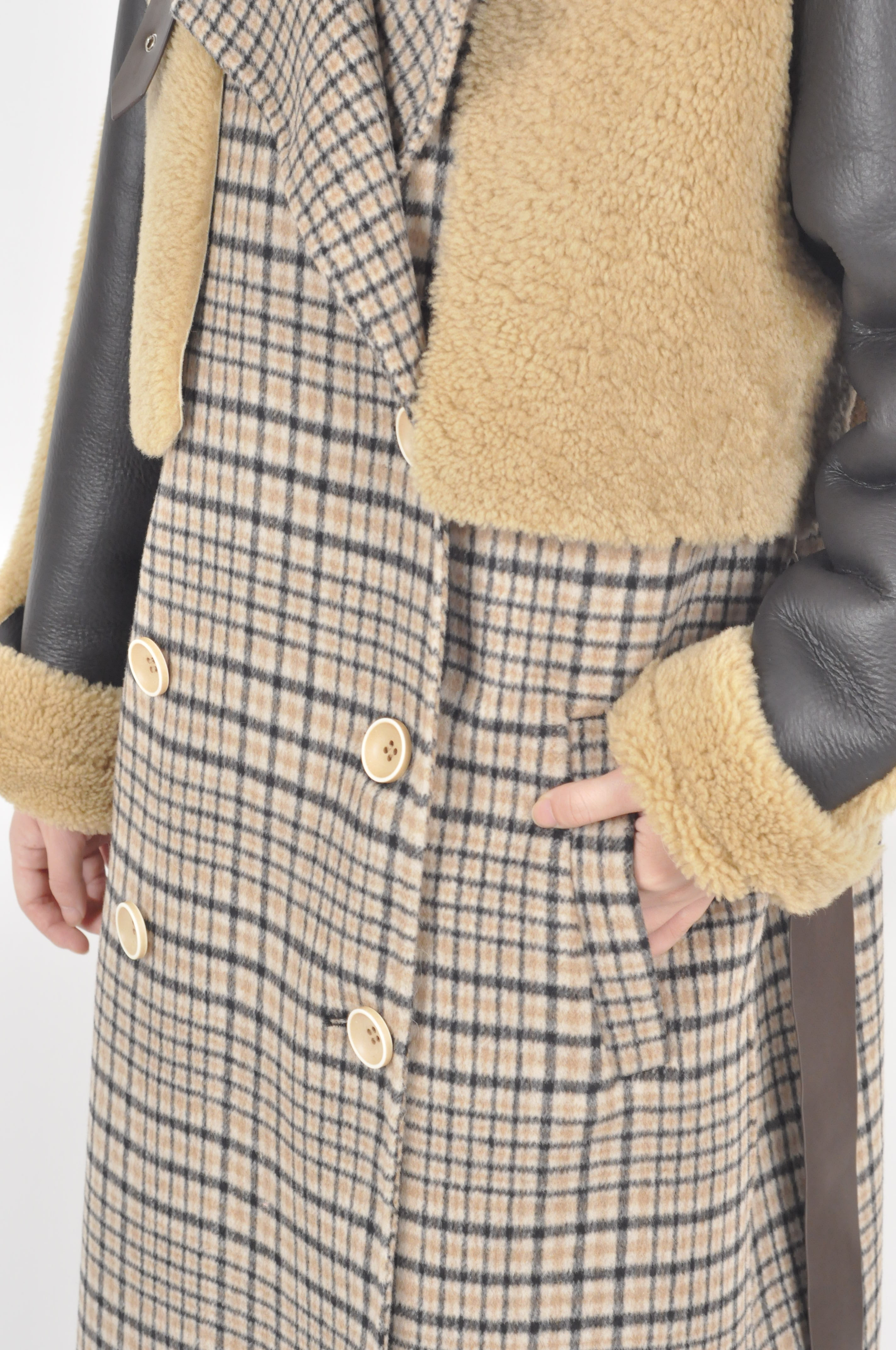 Integrated Fur And 100% Double-sided Tweed Fur Coat Women Real Fur Coat Double woolen coat