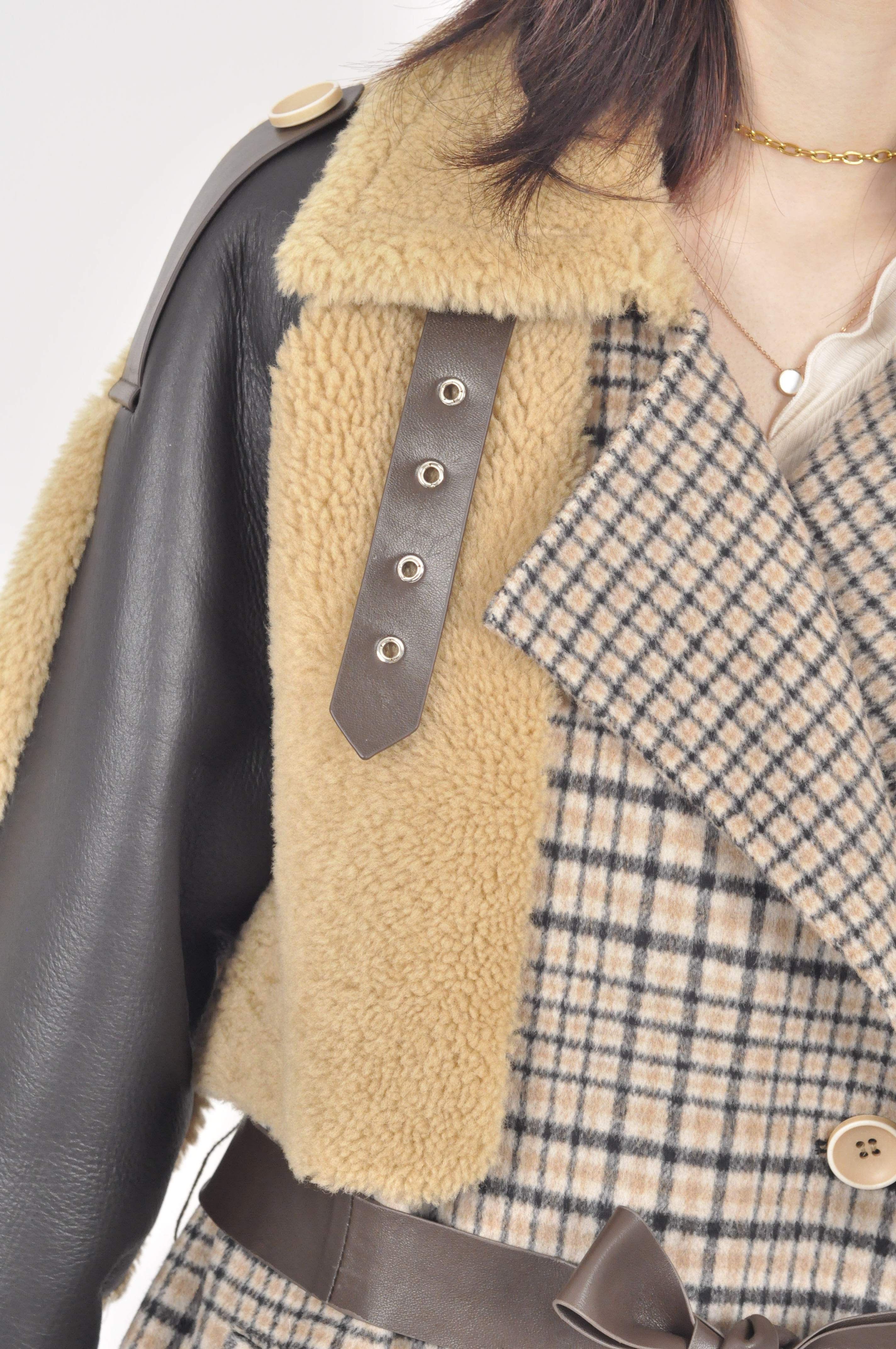 Integrated Fur And 100% Double-sided Tweed Fur Coat Women Real Fur Coat Double woolen coat