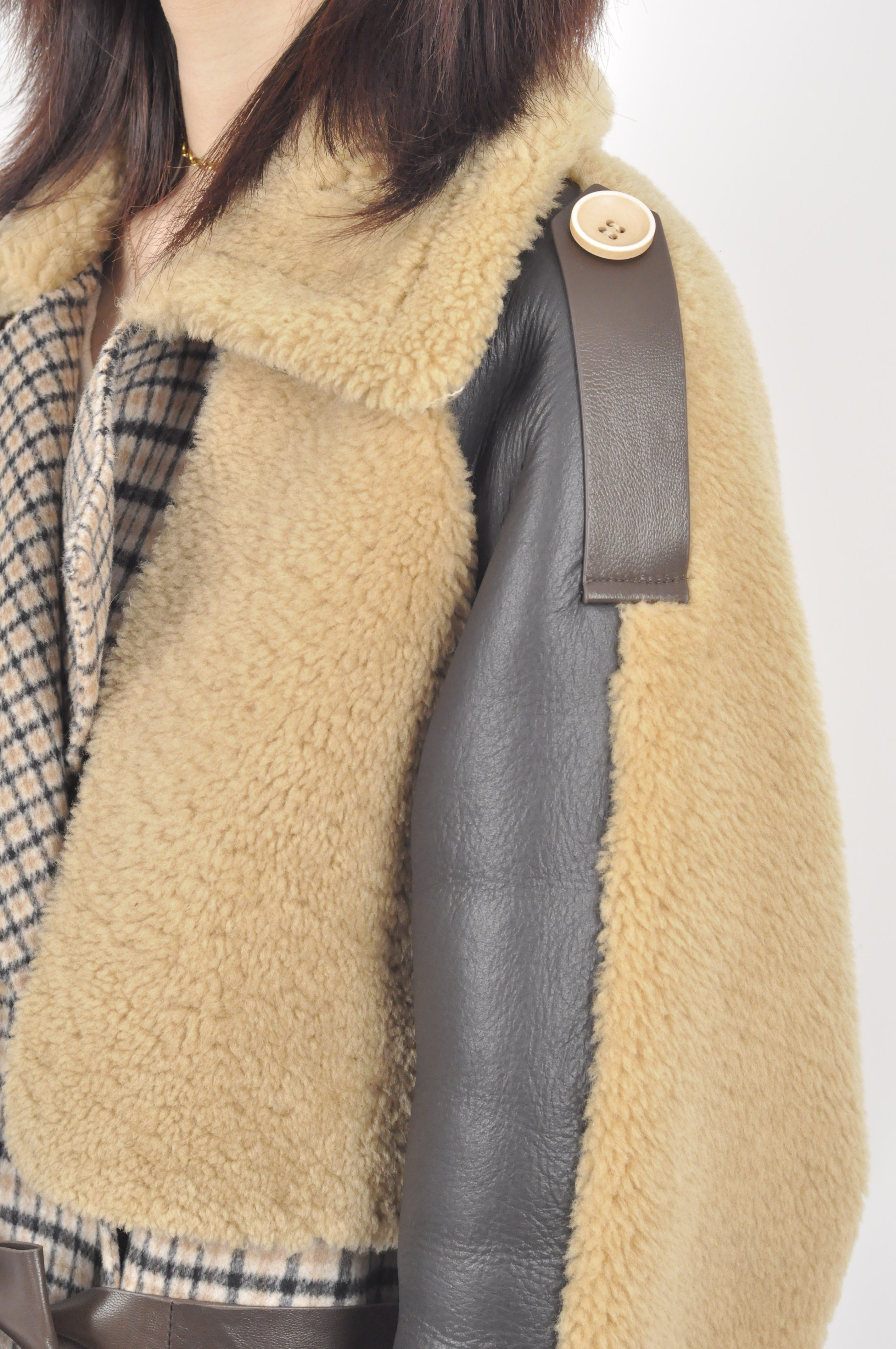 Integrated Fur And 100% Double-sided Tweed Fur Coat Women Real Fur Coat Double woolen coat