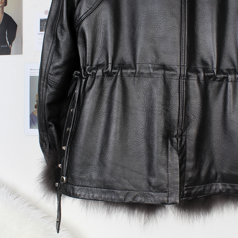 OFTUBY New Autumn And Winter Women's Jacket  Natural Fox Fur Genuine Leather Coats Fight To Receive 