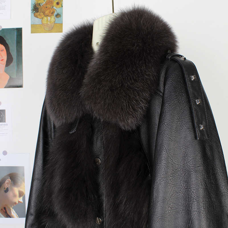 OFTUBY New Autumn And Winter Women's Jacket  Natural Fox Fur Genuine Leather Coats Fight To Receive 