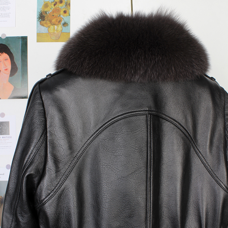 OFTUBY New Autumn And Winter Women's Jacket  Natural Fox Fur Genuine Leather Coats Fight To Receive 