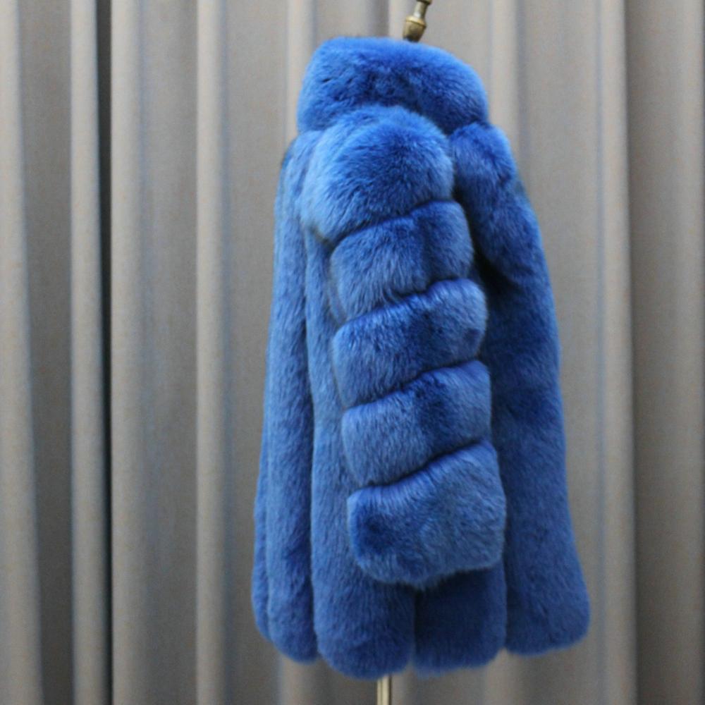 2019  custom Women Winter Genuine Real Fox Fur Coat stripe design  Outwear With Collar woman clothes