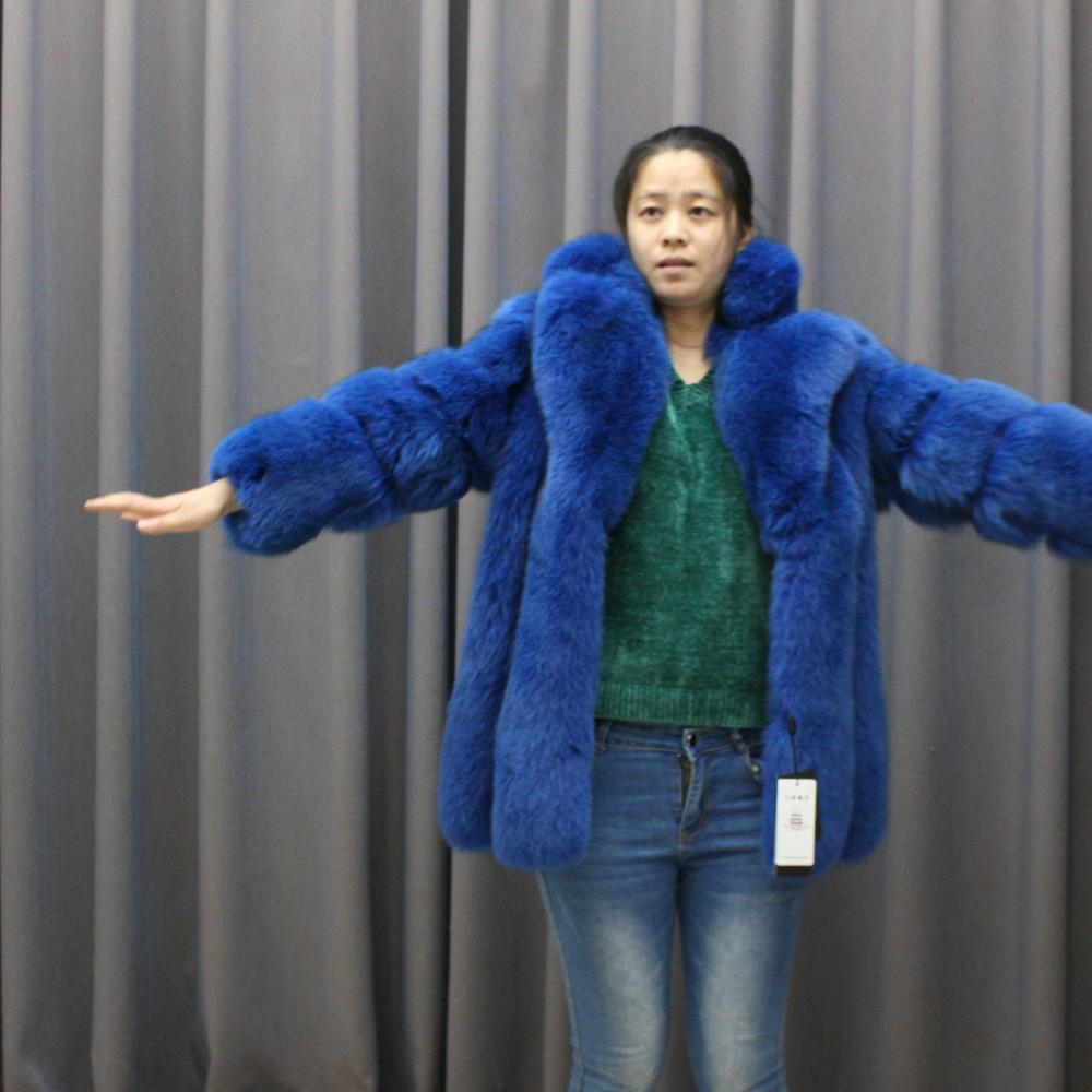 2019  custom Women Winter Genuine Real Fox Fur Coat stripe design  Outwear With Collar woman clothes