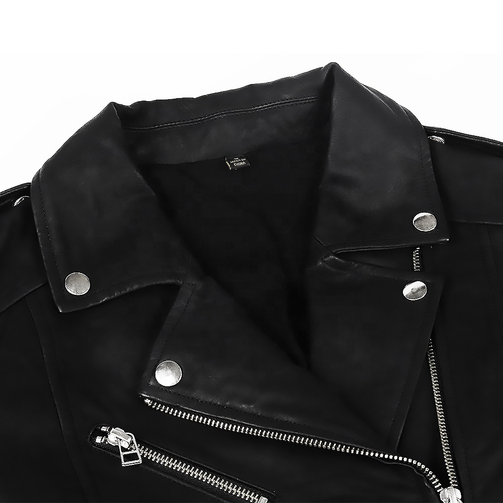 Casual motorcycle waterproof warm coat winter women baby cowhide leather jackets