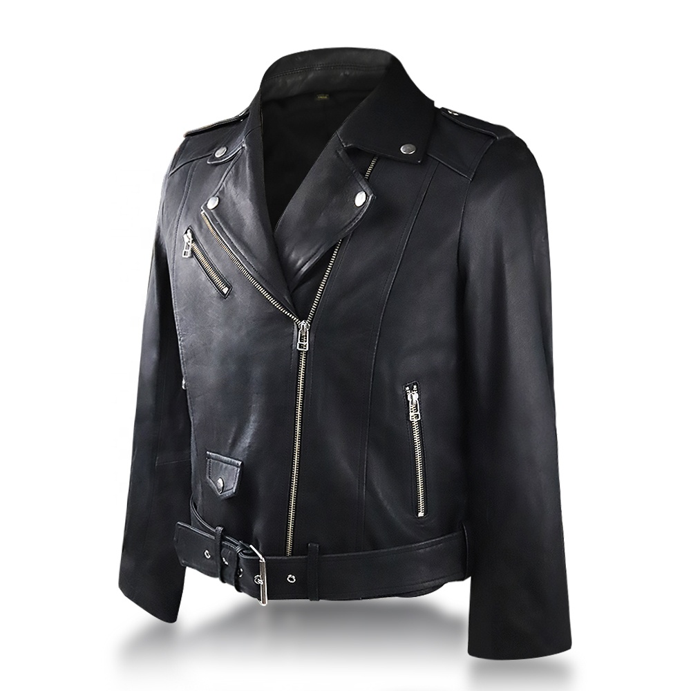 Casual motorcycle waterproof warm coat winter women baby cowhide leather jackets