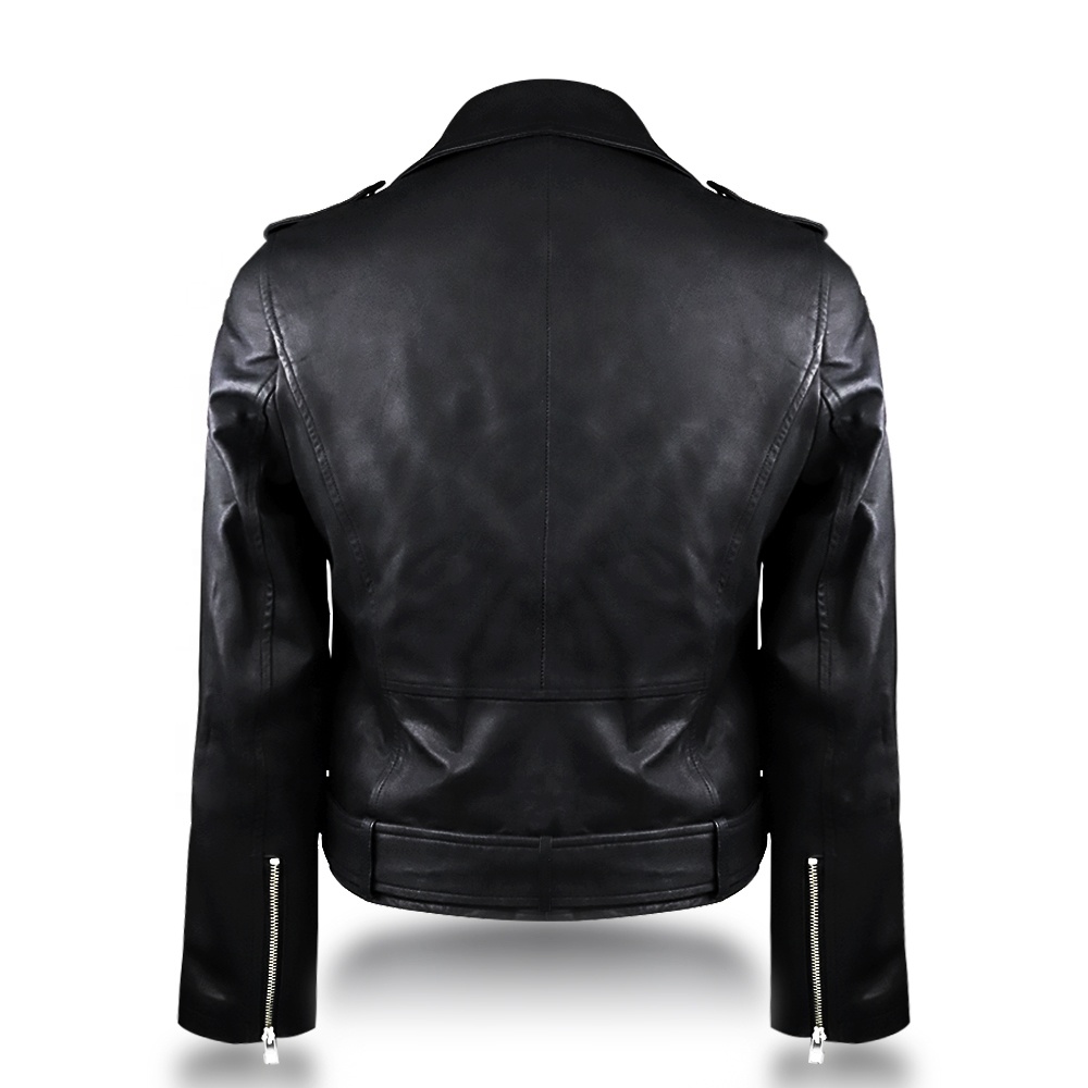 Casual motorcycle waterproof warm coat winter women baby cowhide leather jackets