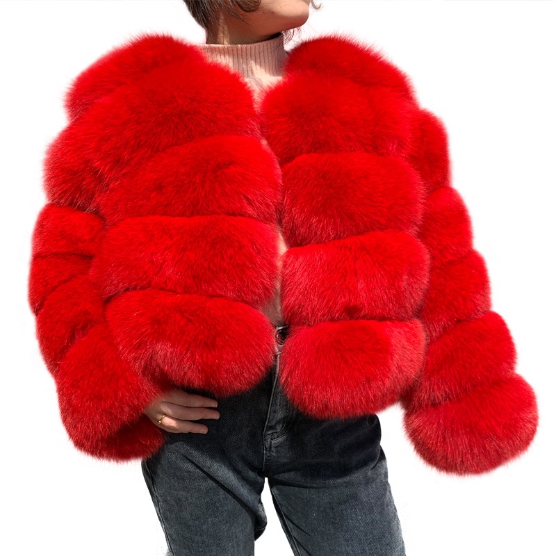 Custom Wholesale Winter Lady Fur Fox Jacket Coat Luxury Fashion Natural Sheep Shearing Luxury Real F