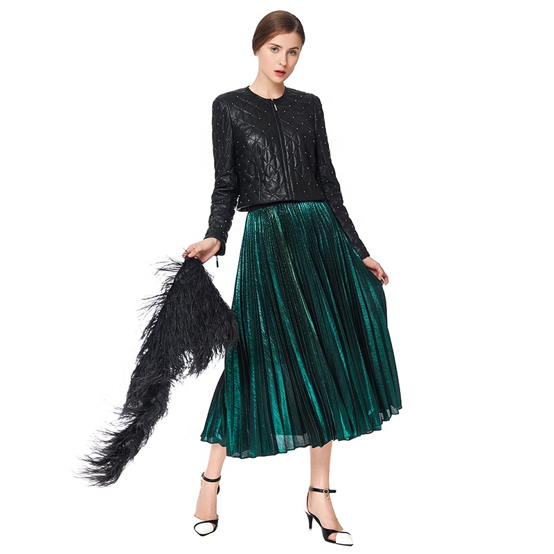 J110 jackets for women 2021 long sleeve tassel Plaid leather jacket women winter coat