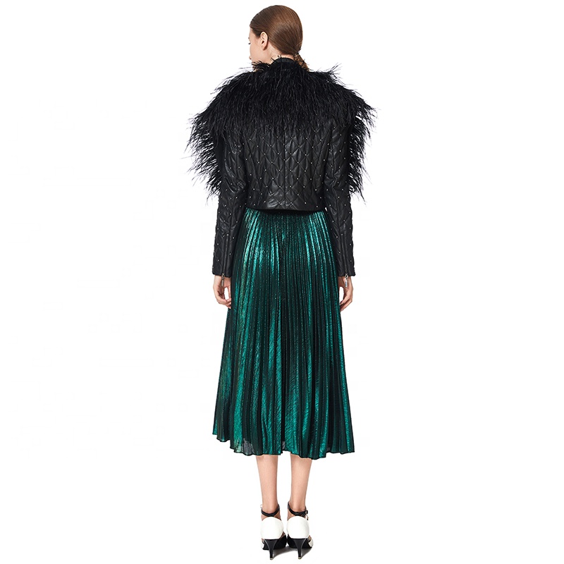 J110 jackets for women 2021 long sleeve tassel Plaid leather jacket women winter coat
