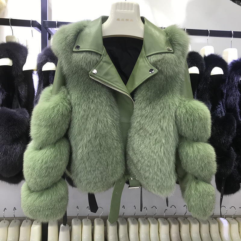 New Arrival Clothes Women Soft Sheepskin Collar 100%real Fur Short Jacket Winter Genuine Fox Fur Coa