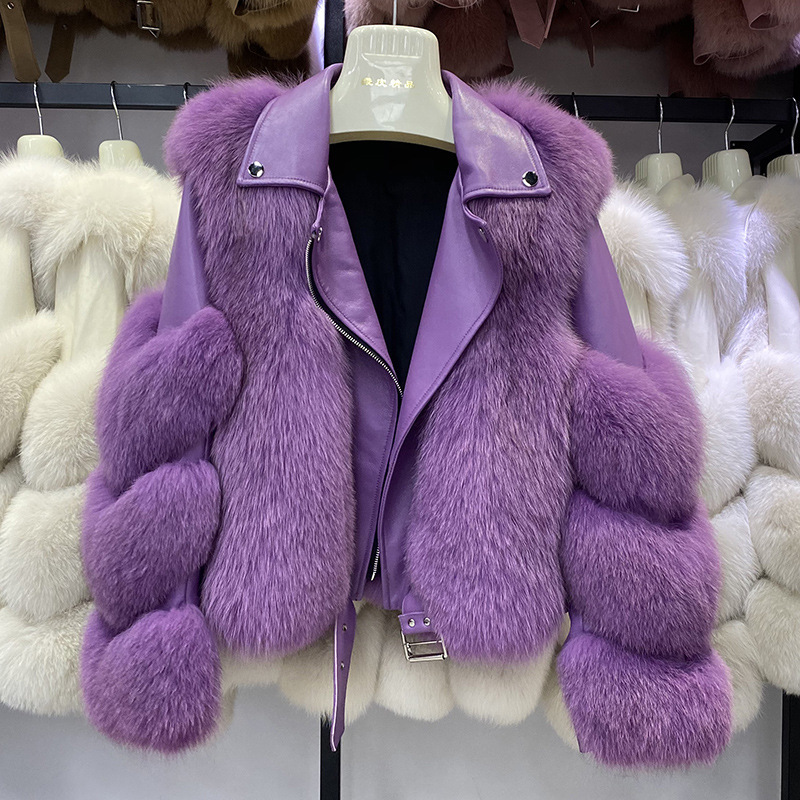 New Arrival Clothes Women Soft Sheepskin Collar 100%real Fur Short Jacket Winter Genuine Fox Fur Coa