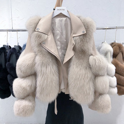 New Arrival Clothes Women Soft Sheepskin Collar 100%real Fur Short Jacket Winter Genuine Fox Fur Coa