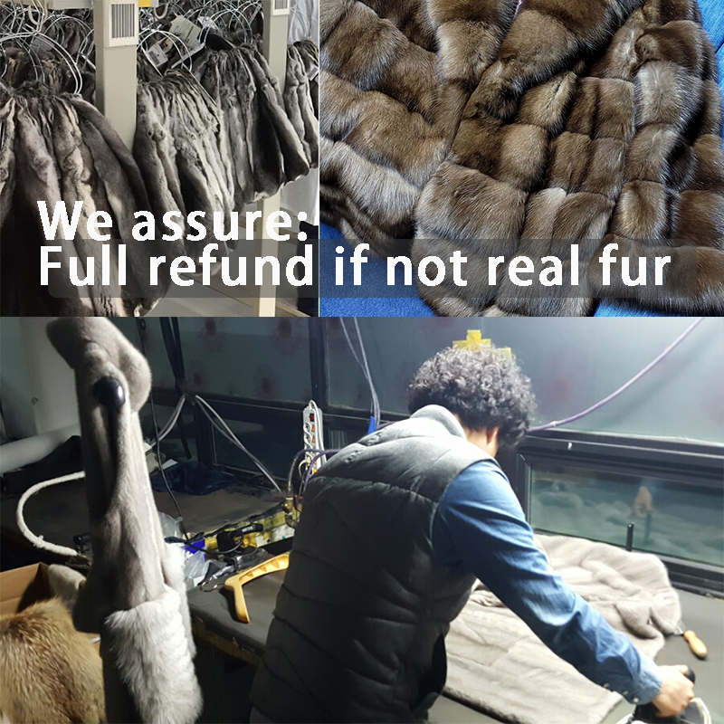 TMW luxury brown women long mink fur splicing pelliccia donna ladies fur jacket patchwork real fox f