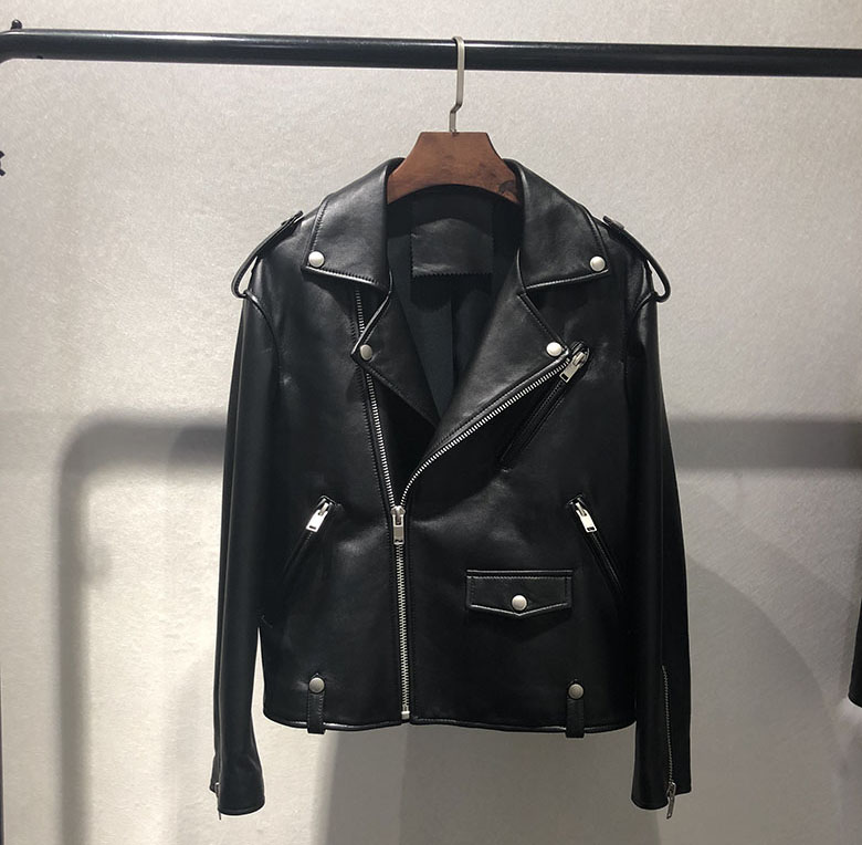Winter clothes for women Leather Motorcycle Short Coat Women Leather Jacket with Fox Fur Liner Vest