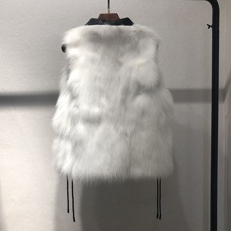 Winter clothes for women Leather Motorcycle Short Coat Women Leather Jacket with Fox Fur Liner Vest
