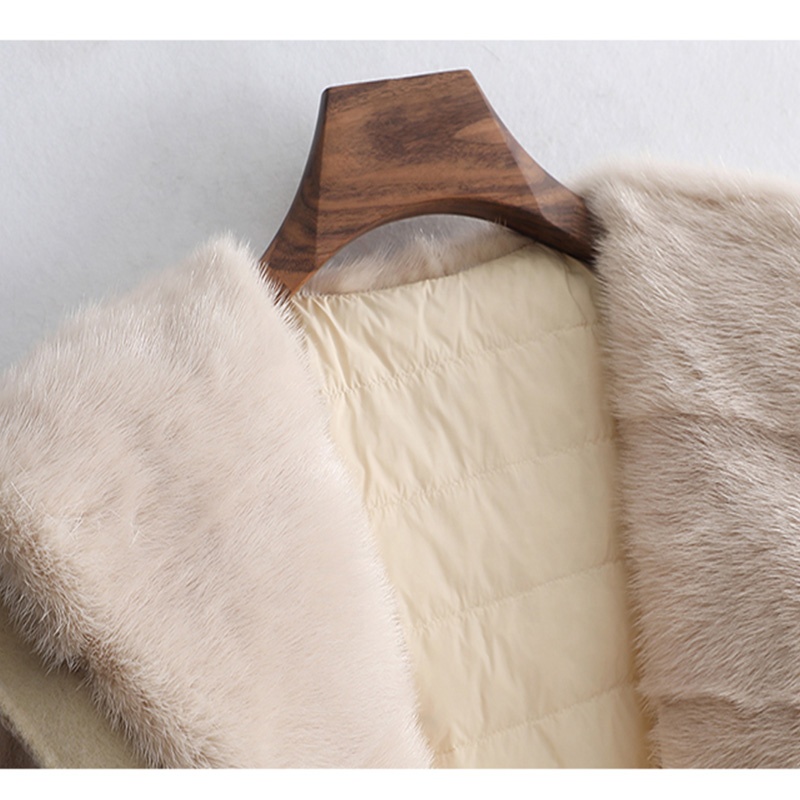 YOUANNA Woman Wool Long coats 100% Wool Mink fur Goose Down Jackets Ladies Two piece Trench Woolen c