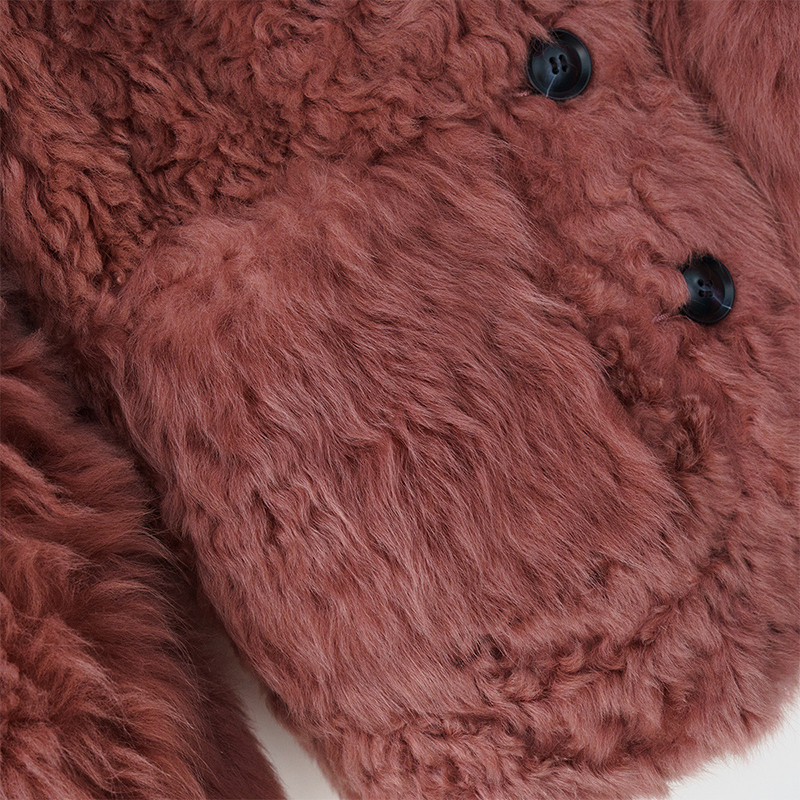 Winter Single Breasted Double Face Leather Tuscany Sheep Fur Women's Natural Sheepskin Real Fur Coat