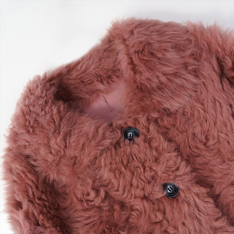 Winter Single Breasted Double Face Leather Tuscany Sheep Fur Women's Natural Sheepskin Real Fur Coat