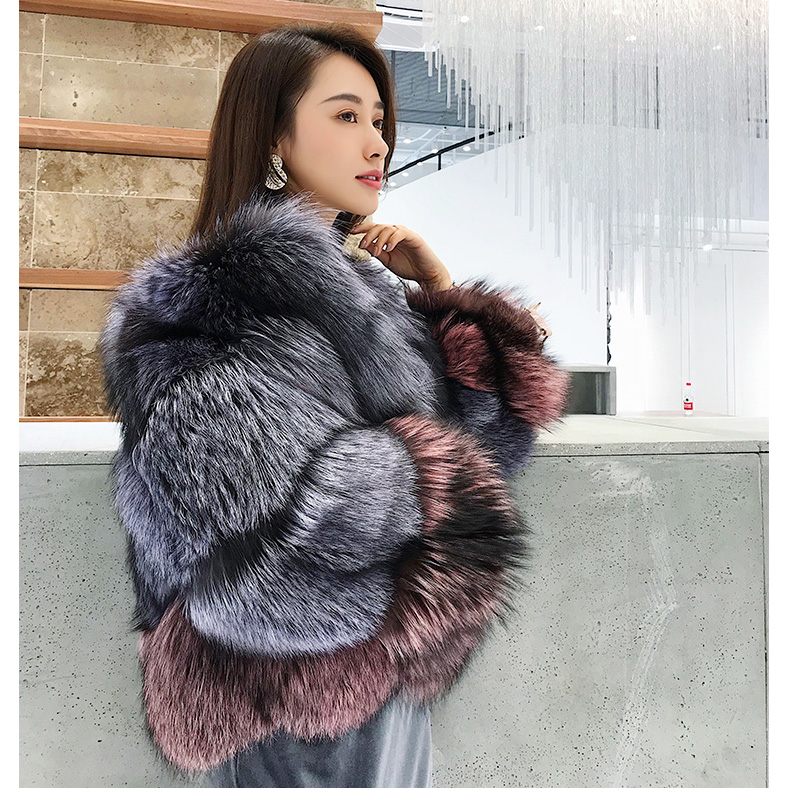 CX-G-A-42A 2020 Genuine Fashion Sliver Fox Fur Coat Jackets for Women Winter Chinese Clothes