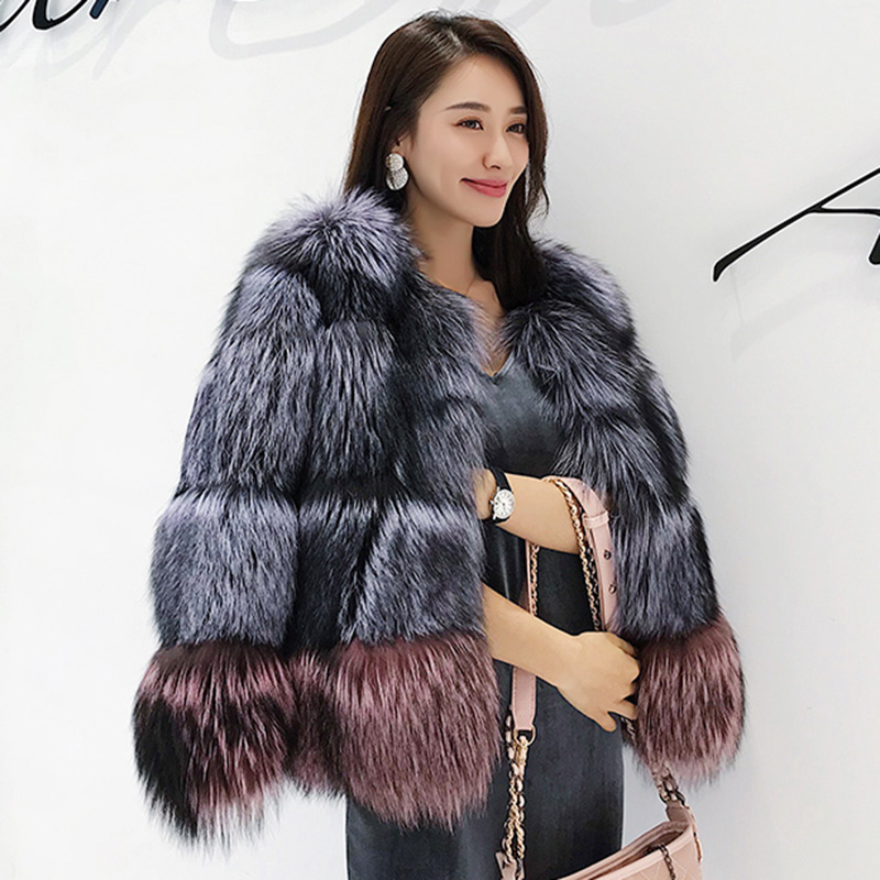 CX-G-A-42A 2020 Genuine Fashion Sliver Fox Fur Coat Jackets for Women Winter Chinese Clothes