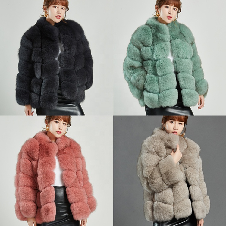 New Women's Winter Thick Fox Fur High Quality Stand Collar Natural Fur Coat Real Fox Fur Coat