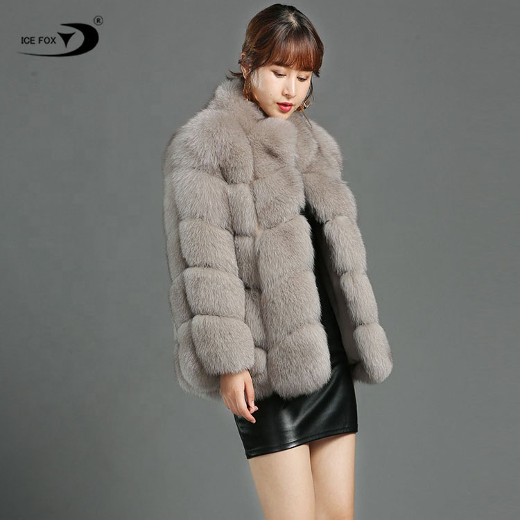 New Women's Winter Thick Fox Fur High Quality Stand Collar Natural Fur Coat Real Fox Fur Coat