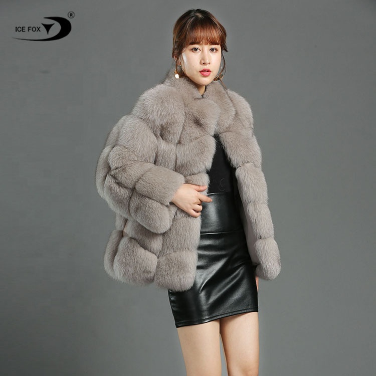 New Women's Winter Thick Fox Fur High Quality Stand Collar Natural Fur Coat Real Fox Fur Coat