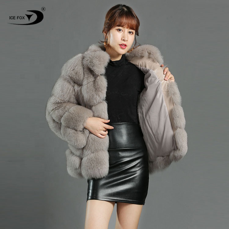 New Women's Winter Thick Fox Fur High Quality Stand Collar Natural Fur Coat Real Fox Fur Coat