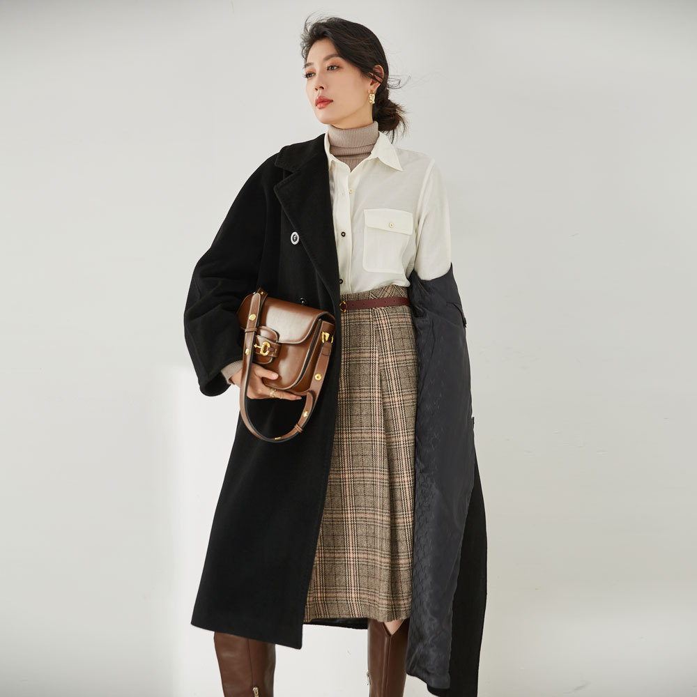 Winter 22 new classic velvet loose women's wool cashmere long coat coat women