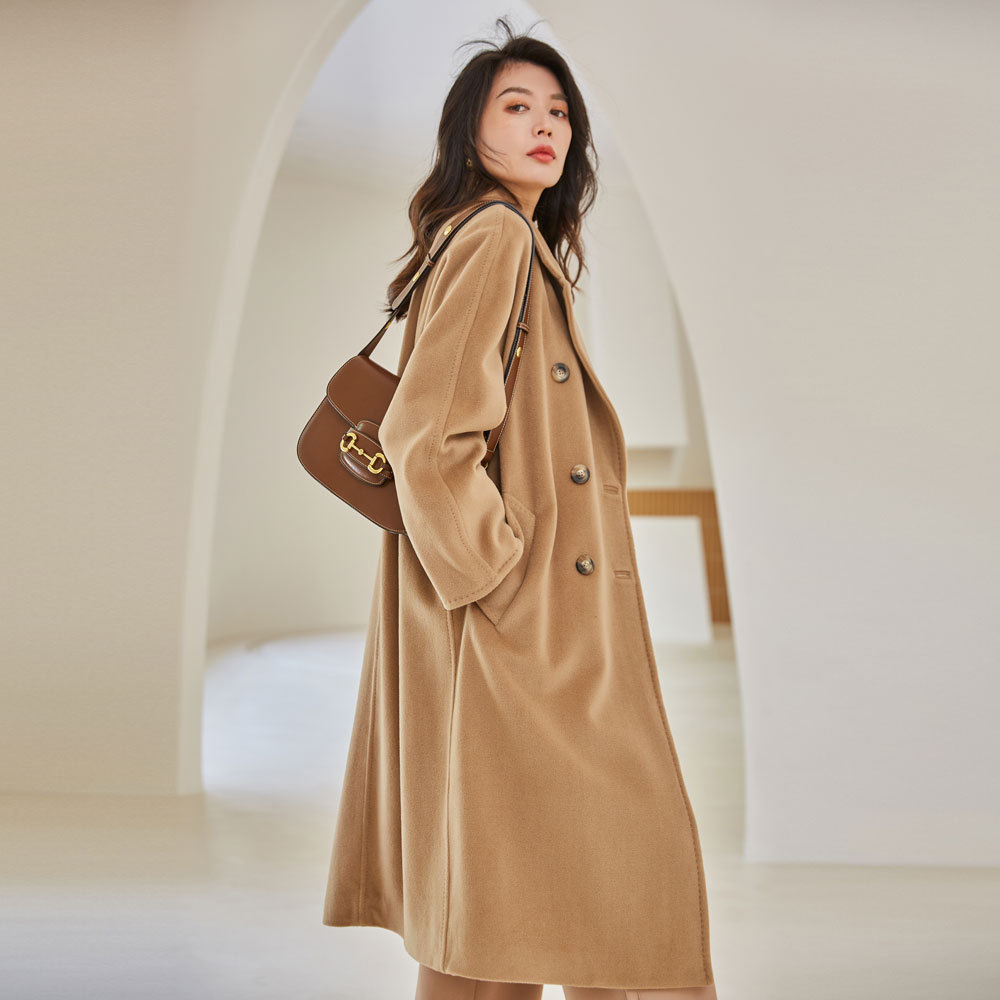 Winter 22 new classic velvet loose women's wool cashmere long coat coat women