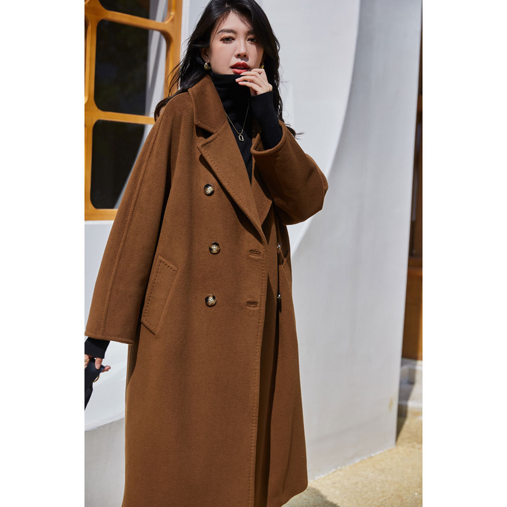 Winter 22 new classic velvet loose women's wool cashmere long coat coat women