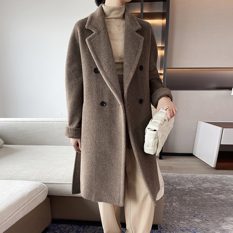 Haute couture wholesale New design vicunavicuna velvet coat Europe popular loose keep warm women's w