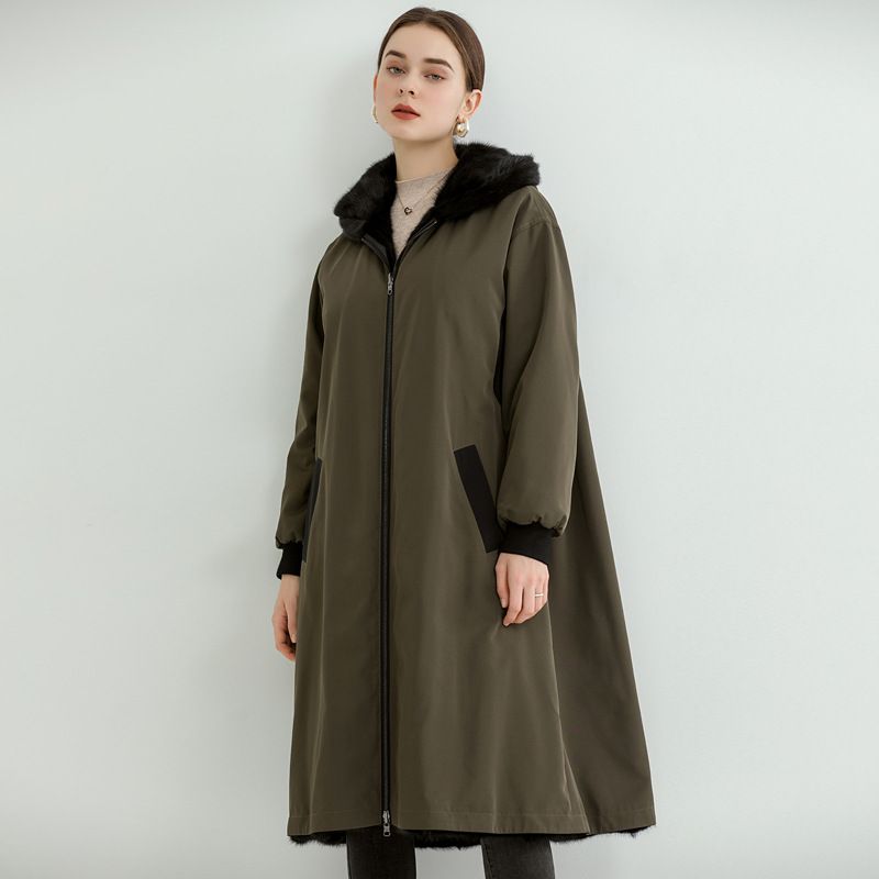 Factory wholesale mink double-sided parker clothing women's long loose 2022 new jacket coat