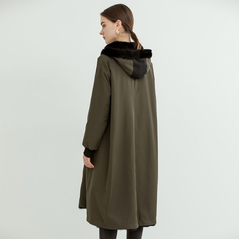 Factory wholesale mink double-sided parker clothing women's long loose 2022 new jacket coat